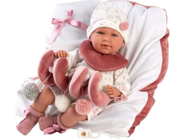Llorens dukke/baby Mimi 42 cm med pute og leke