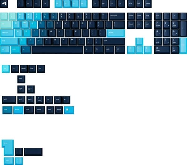 Glorious Glorious GPBT Gradient Keycaps, ANSI Layout (US), PBT, Dye-Sub - Celestial Ice (taivaanjäätä)