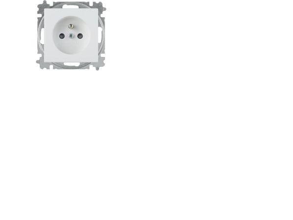 ABB-basic55 vägguttag PIN, matt vit, 16A, 1 modul, levereras inkl. täcklock med stiftsäkring