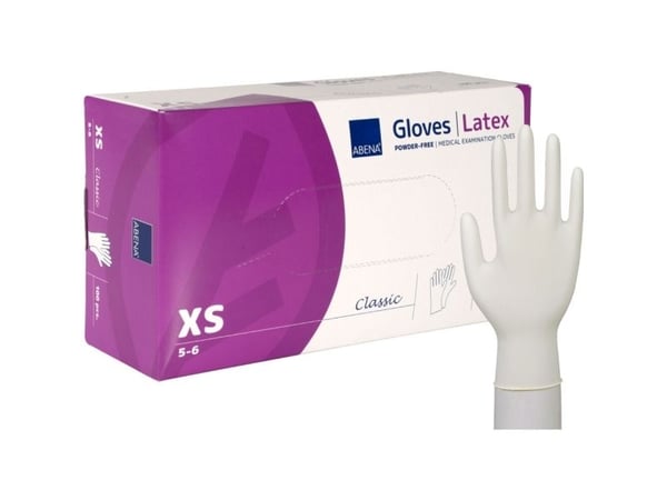 Undersökningshandske, ABENA Classic, XS, natur, latex, puderfri - (100 st.)