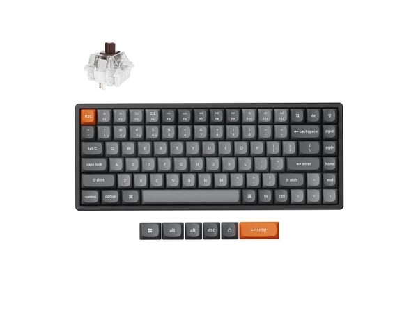 Keychron K2 MAX - Tastatur - QMK, mekanisk - 75% - bakgrunnsbelyst - trådløs - 2.4 GHz, Bluetooth 5.1, USB-C - tastsvitsj: Keychron Super Brown - s...