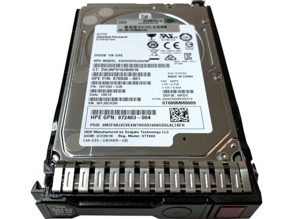 HPE - Harddisk - 600 GB - hot-swap - 2.5" SFF - SAS 12Gb/s - 10000 rpm - med HP SmartDrive-holder
