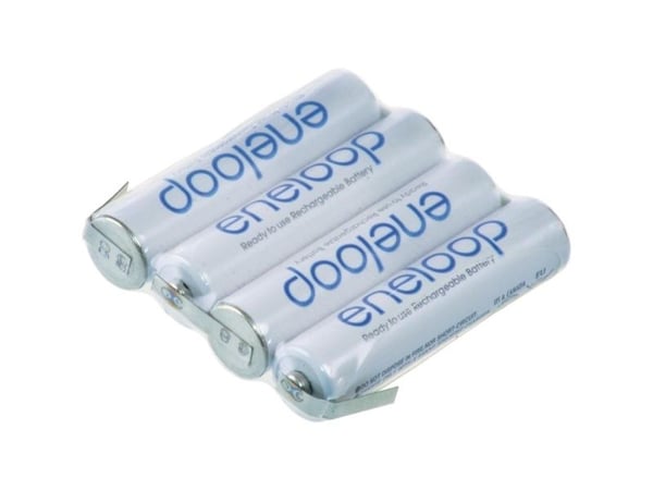 Panasonic eneloop F1x4 batteripakke 4 celler, batteristørrelse R03 (AAA), Z-loddefane, NiMH 4,8 V, 750 mAh