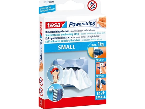 Powerstrips Tesa, Small, 14 liuskan pakkaus Powerstrips Tesa, Small, 14 liuskan pakkaus