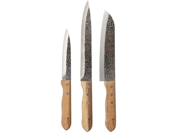 Dekodonia knivset by Bercato - 25,5 cm, 30,5 cm, 32,5 cm - rostfritt stål, akaciaträ