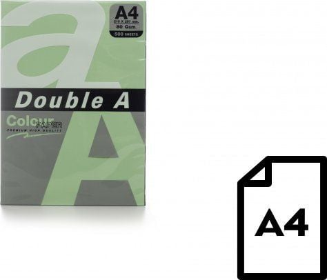 Double A farget papir Dobbelt A, A4, 80 g, 500 ark, smaragd