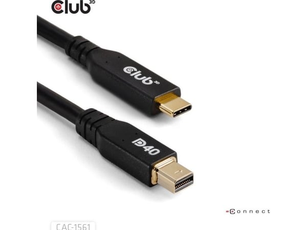 Club3D-kabel USB Type C &amp;lt;-&amp;gt; MiniDP 2,1 2m 8K30Hz St/St detaljhandel