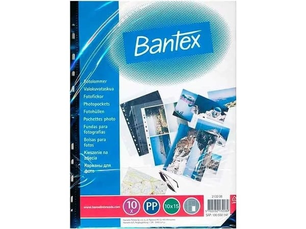 Fotolommer Bantex 10x15 cm sort/klar - (10 stk.)