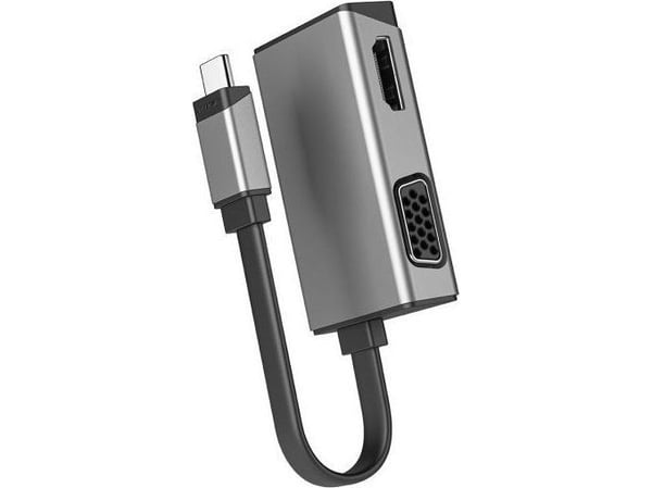 ALOGIC MagForce Duo Play - Videoadapteri - 24-nastainen USB-C han til HD-15 (VGA), HDMI hun - 7,5 cm - avaruusharmaa - 4K60Hz (4096 x 2160) tuki, 1...