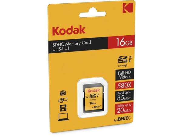 Kodak - Flashminnekort - 16 GB - UHS-I U1 / Class10 - 580x - SDHC UHS-I