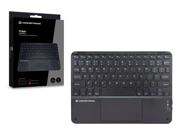 Conceptronic TOBIN01BUS, Tenkeyless (80–87 %), Langaton, Bluetooth, QWERTY, musta