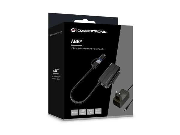 Conceptronic ABBY21B, USB Type-A, SATA 22-pin, Svart