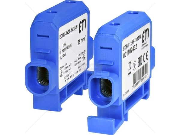 Etipo ETI Polam-pääte 001102432 125A 1-raiteinen (2,5-35mm2 - 2,5-35mm2) Al/Cu-johtimille sininen EDBJ-1x35-1x35N