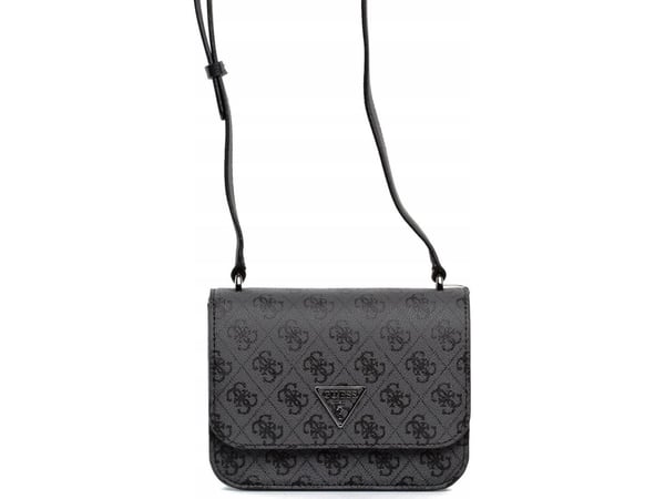 Guess Noelle, polyuretan, belte, magnetisk klips, crossbody-veske, svart, 14 x 18.5 x 7 cm