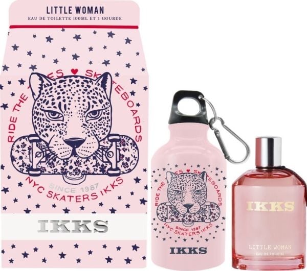 IKKS-sett: Little Woman Eau De Toilette 100 ml + Little Woman GWP glass vannflaske, rosa