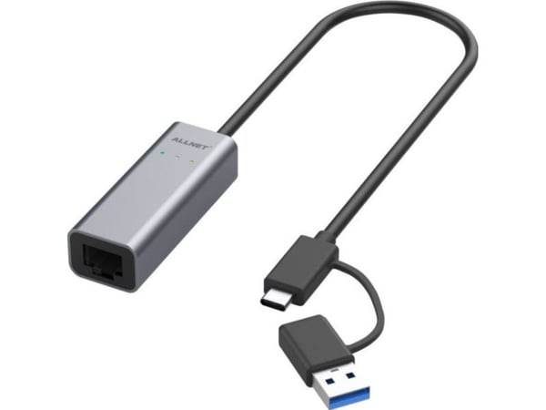 ALLNET USB 3.0 Type-C&amp;A Ethernet-sovitin 2.5 Multi-Gigabit LAN ALL-NC-2.5G-USBC/A - Verkkokortti - 1,000 Mbps (ALL-NC-2.5G-USBC_A)