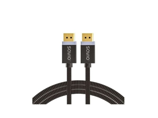 Savio DisplayPort cable 2 m Black CL-166, 2 m, DisplayPort, DisplayPort, Hankjønn, Hankjønn, 7680 x 4320 piksler
