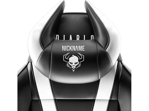 Diablo Diablo X-Horn nakkestøttepute med personlig broderi, svart og hvit