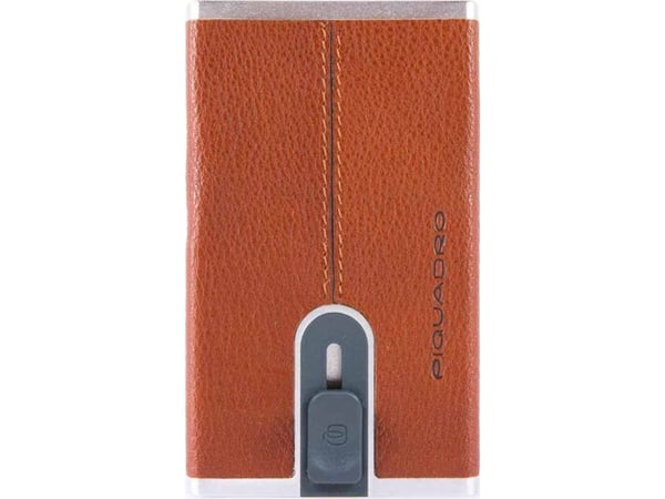 Piquadro kortholder i lær Square Sliding System Arancio unisex