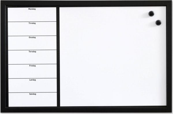 Magnetisk NAGA ugetavle whiteboard 60x40 cm hvid - dansk tekst