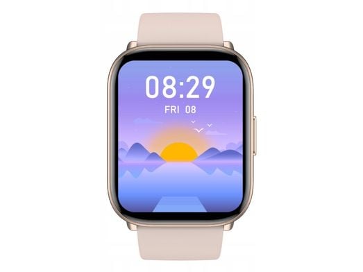 Smartklokke Oro Fit Pro GT, rosegullfarget koffert med kremfarget stropp
