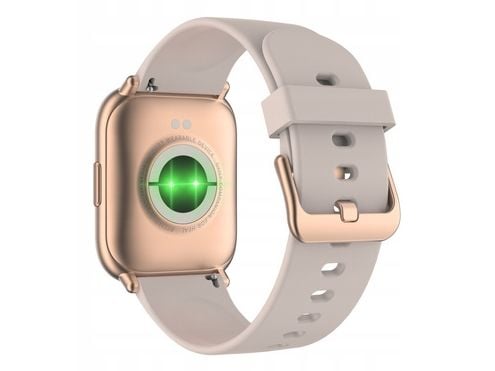 Smartklokke Oro Fit Pro GT, rosegullfarget koffert med kremfarget stropp