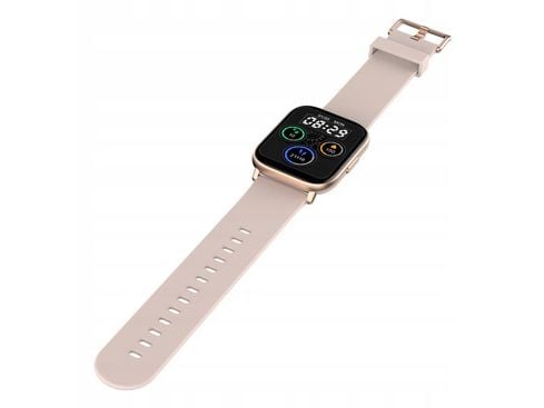 Smartklokke Oro Fit Pro GT, rosegullfarget koffert med kremfarget stropp