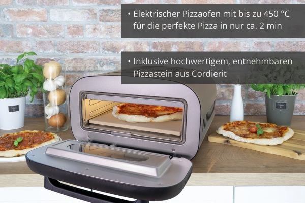 Unold 68805, 1 pizza(er), Svart, Rustfritt stål, 30 cm, Digitalt, 450 °C