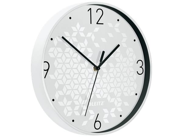Leitz WOW - Klokke - kvarts - veggmonterbar - 29 cm - white with geometric pattern