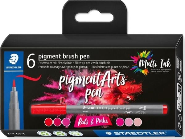 Pensselikynä Pigment Arts ass rød/pink (6)