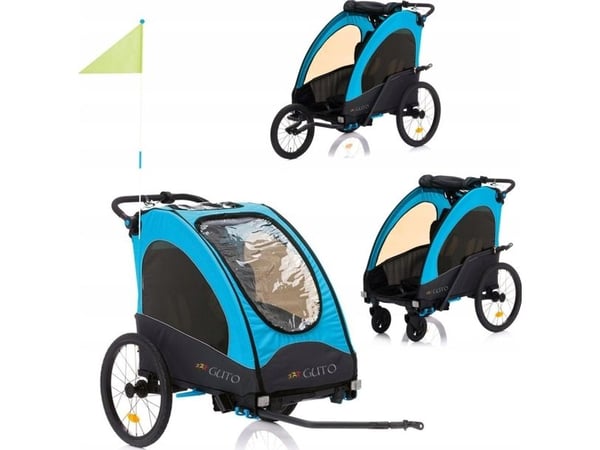 Guto 3-i-1 tilhenger/vogn jogger Aluminium Deluxe Buggy PRO Black-Blue, EAN 5909876513148