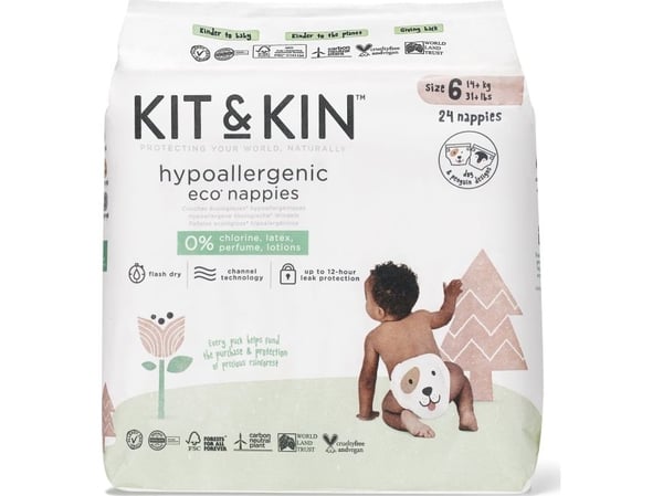Kit and Kin engångsblöjor 6 Junior (15+ kg) Dog/Penguin, 24 st