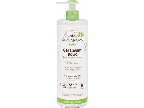 Alphanova Bebe Bio* skånsom gel for vask 2-i-1 for babyer, 400 ml