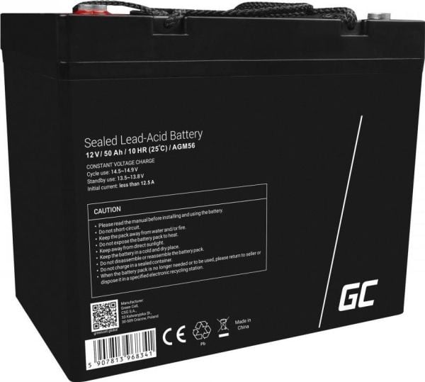 Green Cell AGM - Batteri - blysyre - 50 Ah - svart