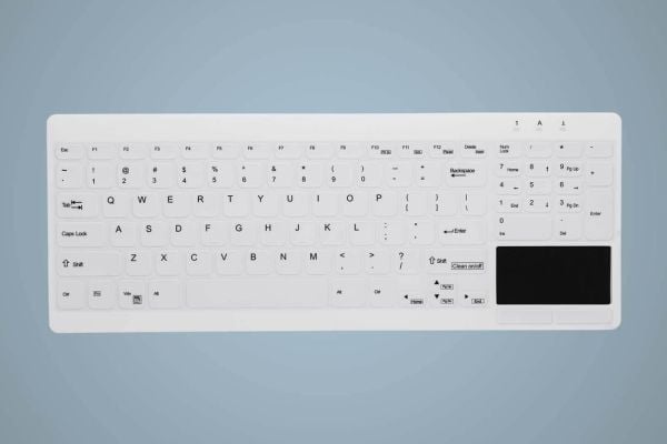 Active Key MedicalKey AK-C7412 - Tangentbord - hygieniskt tangentbord som kan desinficeras - med pekplatta - USB - QWERTY - brittisk - vit