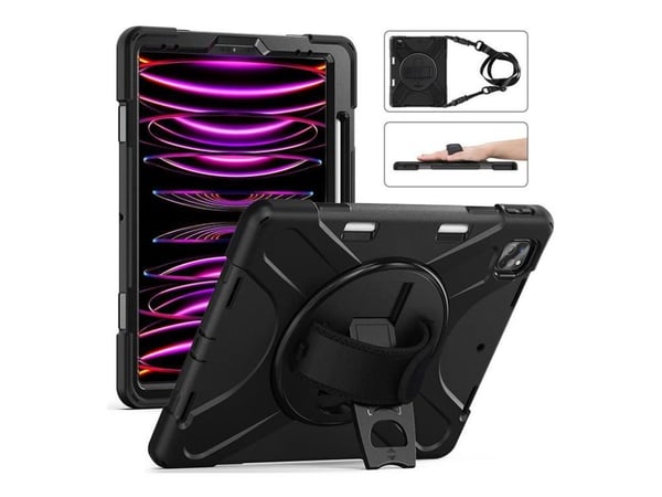 eSTUFF AUSTIN - Bagsidecover til nettbrett - grov - polykarbonat, silikon - sort - for Apple 13-tommers iPad Air (M2)