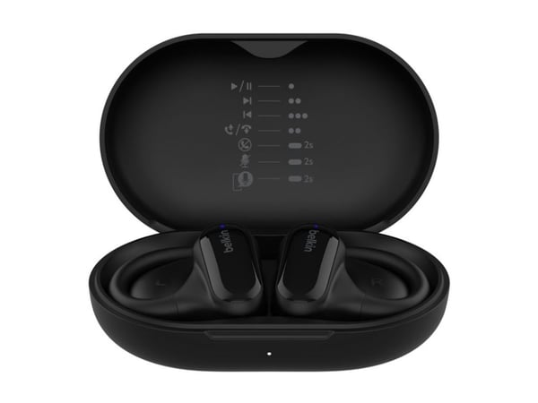 Belkin SoundForm ClearFit - True wireless-hodetelefoner med mikrofon - åpent øre - over-øret-montering - Bluetooth - svart