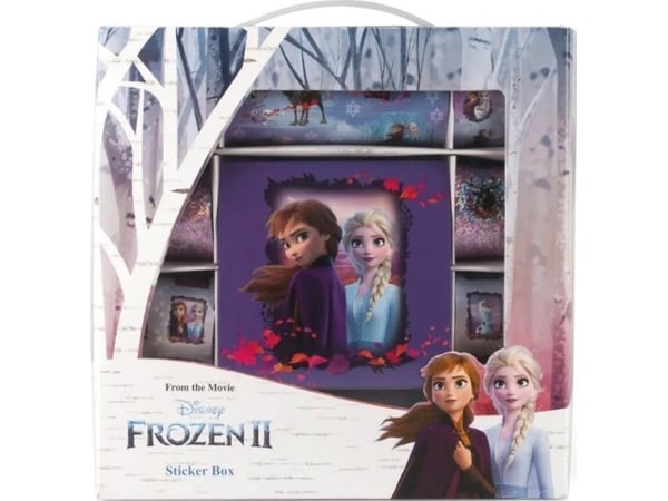 Disney Frozen sticker gaveeske med håndtak (inneholder 12 ruller klistreark, 2 ruller laserskiltre, klistre- og tegneark)