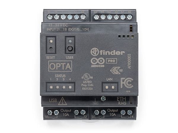 Arduino Opta Lite, Automaatio-ohjausmoduuli, DIN-kiskon asennus, IP20, 12 - 24 V, -20 - 50 °C, CE, cULus