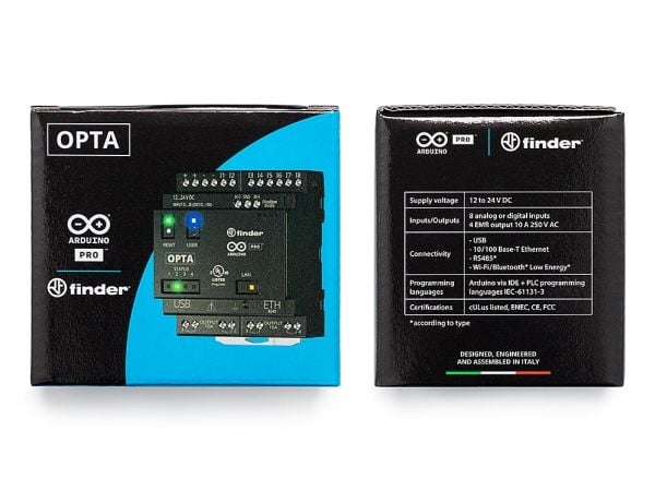Arduino Opta Lite, Automaatio-ohjausmoduuli, DIN-kiskon asennus, IP20, 12 - 24 V, -20 - 50 °C, CE, cULus