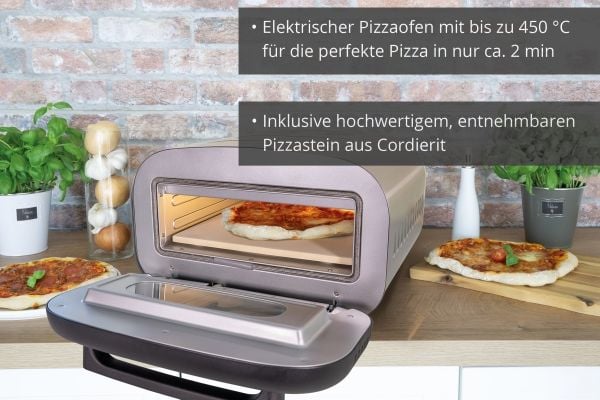 Unold 68806, 1 pizza(er), Rustfritt stål, 30 cm, Digitalt, 450 °C, 0,9 m