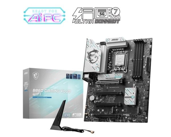 MSI B860 GAMING PLUS WIFI - Hovedkort - ATX - LGA1851-sokkel - B860 Chipset - USB 3.2 Gen 2, USB 3.2 Gen 1 - 5 Gigabit Ethernet, Wi-Fi 7 - innbygd ...