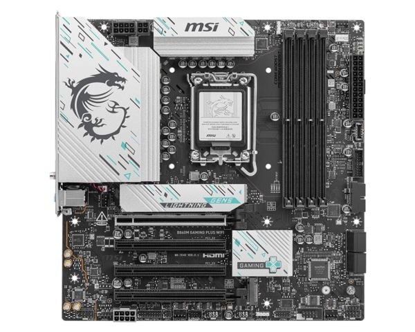MSI B860M GAMING PLUS WIFI - Hovedkort - micro ATX - LGA1851-sokkel - B860 Chipset - USB-C 3.2 Gen2, USB-C 3.2 Gen 1, USB 3.2 Gen 1 - 5 Gigabit Eth...