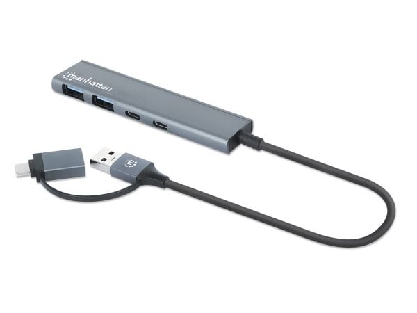 Manhattan 181075, USB 3.2 Gen 1 (3.1 Gen 1) Type-A + Type-C, USB 3.2 Gen 1 (3.1 Gen 1) Type-A, USB 3.2 Gen 1 (3.1 Gen 1) Type-C, 5000 Mbit/s, Grå, ...