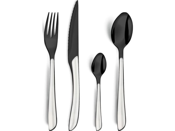 Amefa Lumino 1422 - 16 pcs Cutlery Set (Bright Black PVD – White handle)