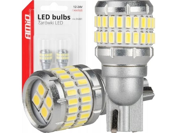 LED-lamput canbus t15 w16w 48smd 4smd 3014 3030 valkoinen 12v 24v amio-04261