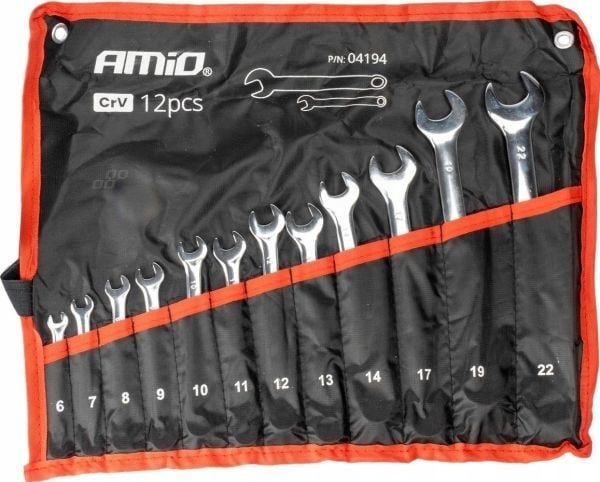 AMiO fastnøkkelsett 6-22 mm 12 deler AMIO-04194