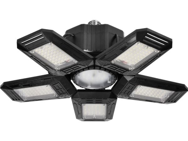 Orno RIGEL LED arbeidslampe, sammenleggbar 5-fløyet, E27 55W, 6500K, 4950 lm