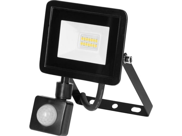 Orno ALLED 10W flomlys LED flomlys med PIR, 850lm, IP44, 4000K, Alu+Glass