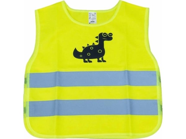 AMiO refleksvest til barn gul dinosaurus amio-03936